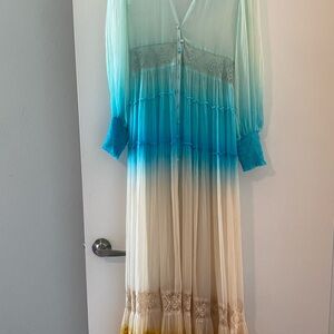 Ombre Blue and Cream Maxi Dress